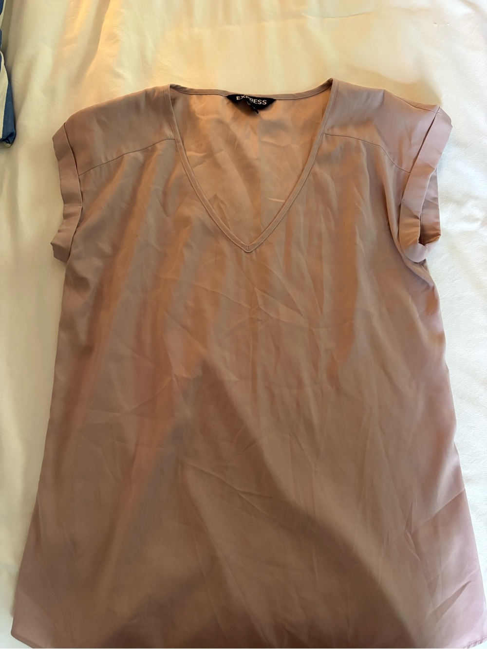Express Women's V-Neck Short Sleeve Blouse - Taupe Blush